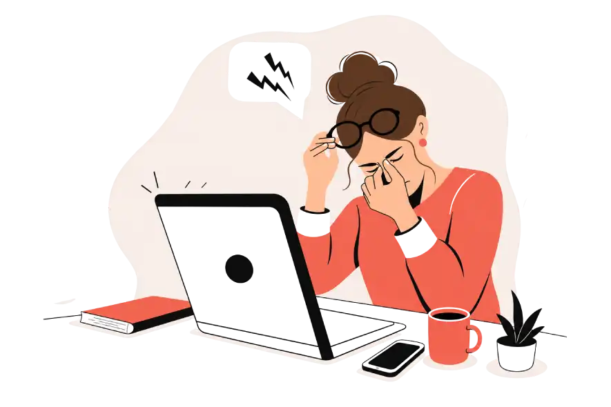 Person experiencing eye strain from screen work